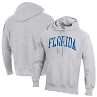 Men's Champion Heathered Gray Florida Gators Team Arch Reverse Weave Pullover Hoodie