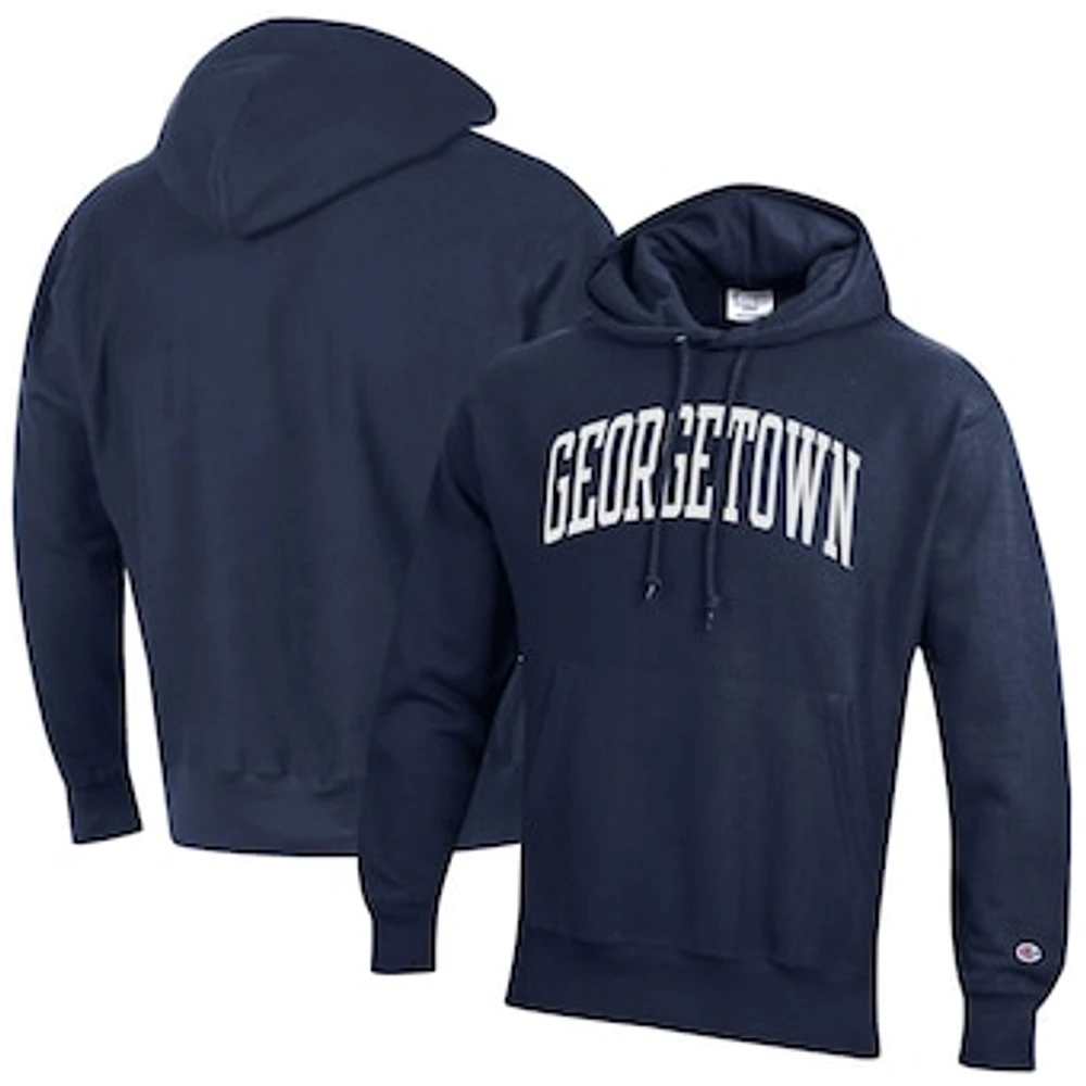 Men's Champion Navy Georgetown Hoyas Team Arch Reverse Weave Pullover Hoodie