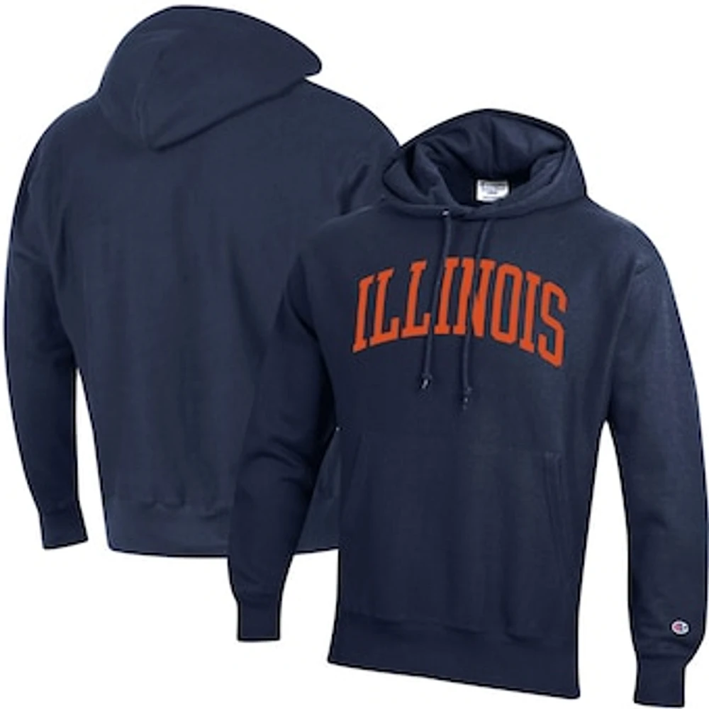 Men's Champion Navy Illinois Fighting Illini Team Arch Reverse Weave Pullover Hoodie