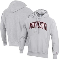 Men's Champion Heathered Gray Minnesota Golden Gophers Team Arch Reverse Weave Pullover Hoodie