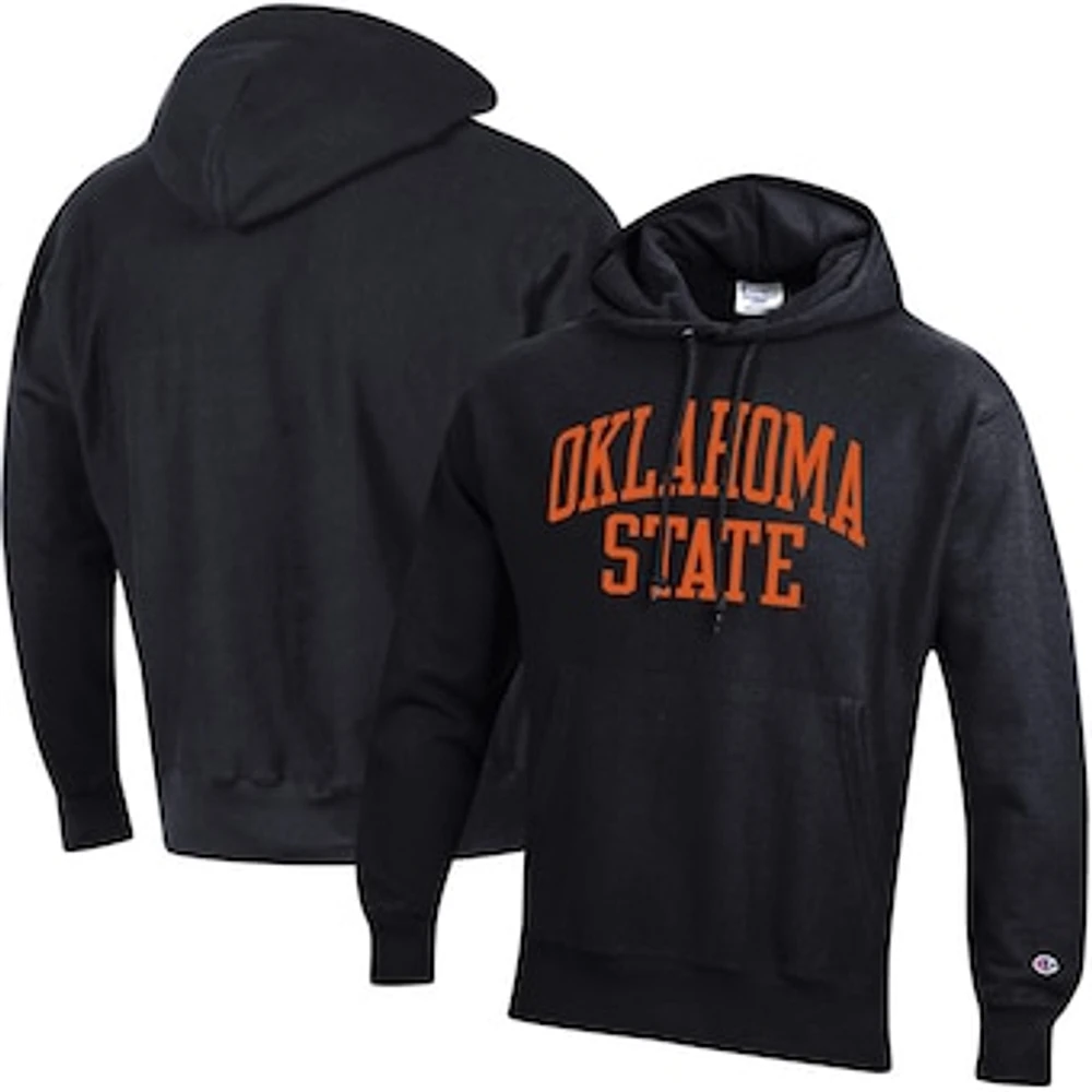 Men's Champion Black Oklahoma State Cowboys Team Arch Reverse Weave Pullover Hoodie