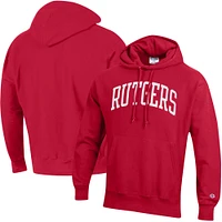 Men's Champion Scarlet Rutgers Knights Team Arch Reverse Weave Pullover Hoodie