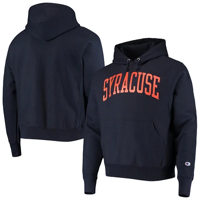 Men's Champion Navy Syracuse Orange Team Arch Reverse Weave Pullover Hoodie