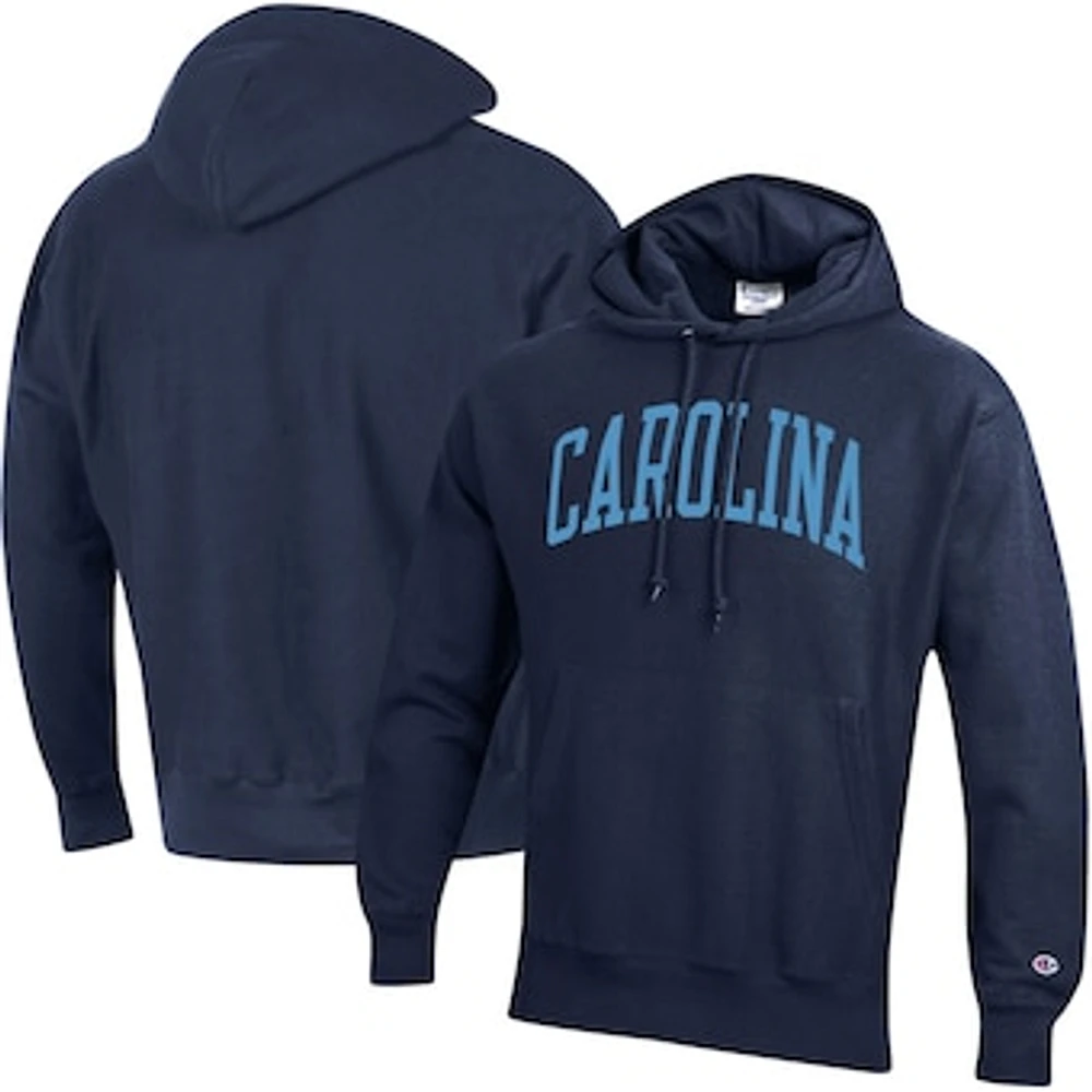 Men's Champion Navy North Carolina Tar Heels Team Arch Reverse Weave Pullover Hoodie