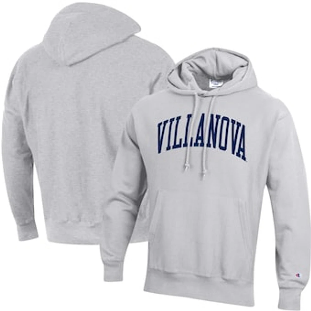 Men's Champion Heathered Gray Villanova Wildcats Team Arch Reverse Weave Pullover Hoodie