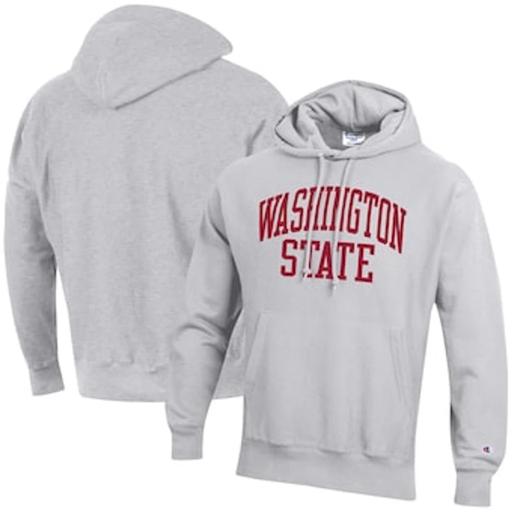 Men's Champion Heathered Gray Washington State Cougars Team Arch Reverse Weave Pullover Hoodie