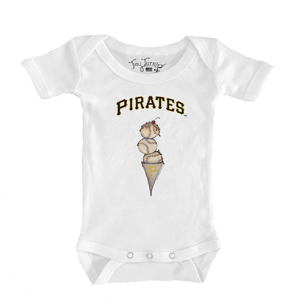 Infant Tiny Turnip White Pittsburgh Pirates Triple Scoop Bodysuit