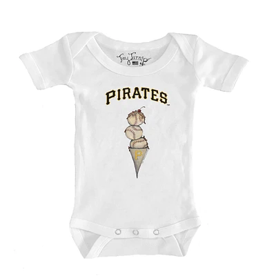 Infant Tiny Turnip White Pittsburgh Pirates Triple Scoop Bodysuit