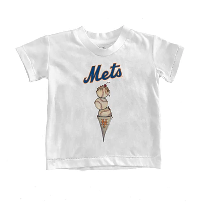 Infant Tiny Turnip White New York Mets Triple Scoop T-Shirt