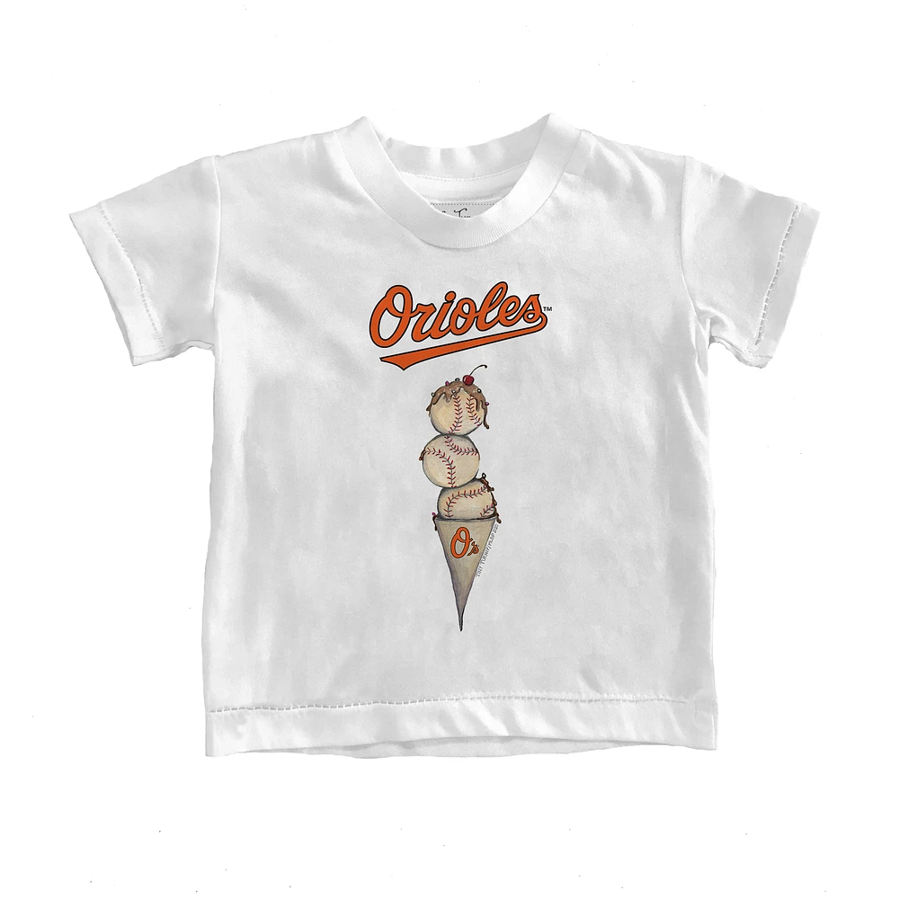 Infant Tiny Turnip White Baltimore Orioles Triple Scoop T-Shirt