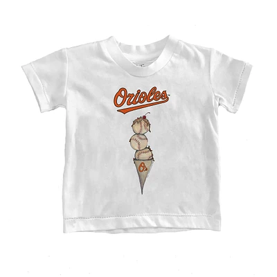 Infant Tiny Turnip White Baltimore Orioles Triple Scoop T-Shirt