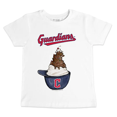 Toddler Tiny Turnip White Cleveland Guardians Sundae Helmet T-Shirt