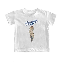 Toddler Tiny Turnip White Los Angeles Dodgers Triple Scoop T-Shirt