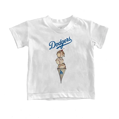 Toddler Tiny Turnip White Los Angeles Dodgers Triple Scoop T-Shirt
