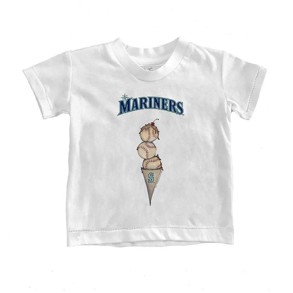 Toddler Tiny Turnip White Seattle Mariners Triple Scoop T-Shirt