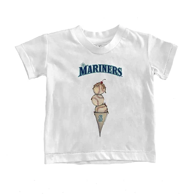 Toddler Tiny Turnip White Seattle Mariners Triple Scoop T-Shirt