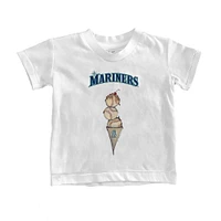 Toddler Tiny Turnip White Seattle Mariners Triple Scoop T-Shirt