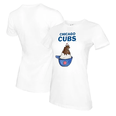 Women's Tiny Turnip White Chicago Cubs Sundae Helmet T-Shirt