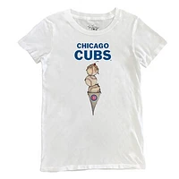 Women's Tiny Turnip White Chicago Cubs Triple Scoop T-Shirt