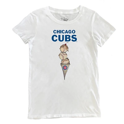 Women's Tiny Turnip White Chicago Cubs Triple Scoop T-Shirt
