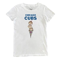 Women's Tiny Turnip White Chicago Cubs Triple Scoop T-Shirt
