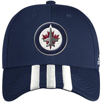 Men's adidas Navy Winnipeg Jets Three Stripe - Adjustable Hat