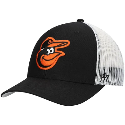 Men's '47 Black/White Baltimore Orioles Primary Logo Trucker Snapback Hat