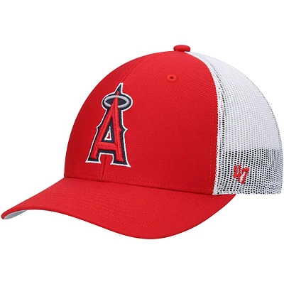 Men's '47 Red/White Los Angeles Angels Primary Logo Trucker Snapback Hat