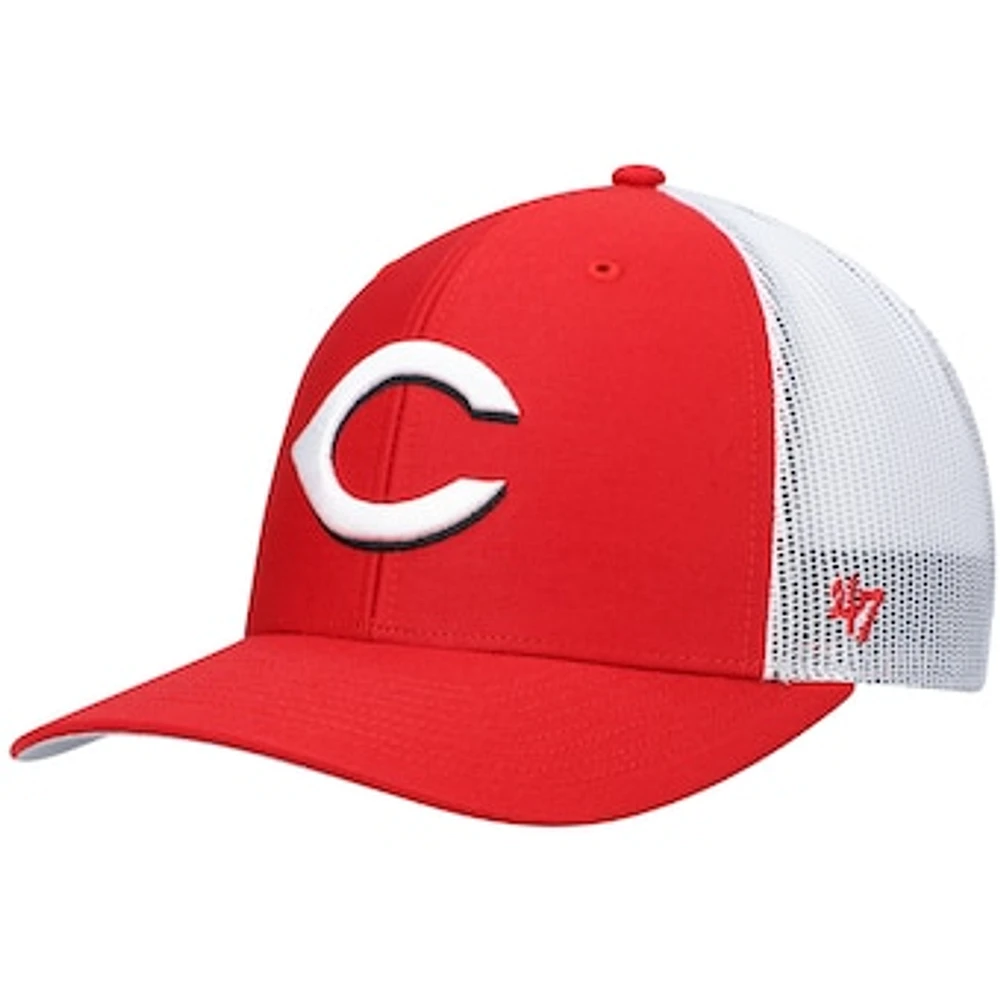 Men's '47 Red/White Cincinnati Reds Primary Logo Trucker Snapback Hat