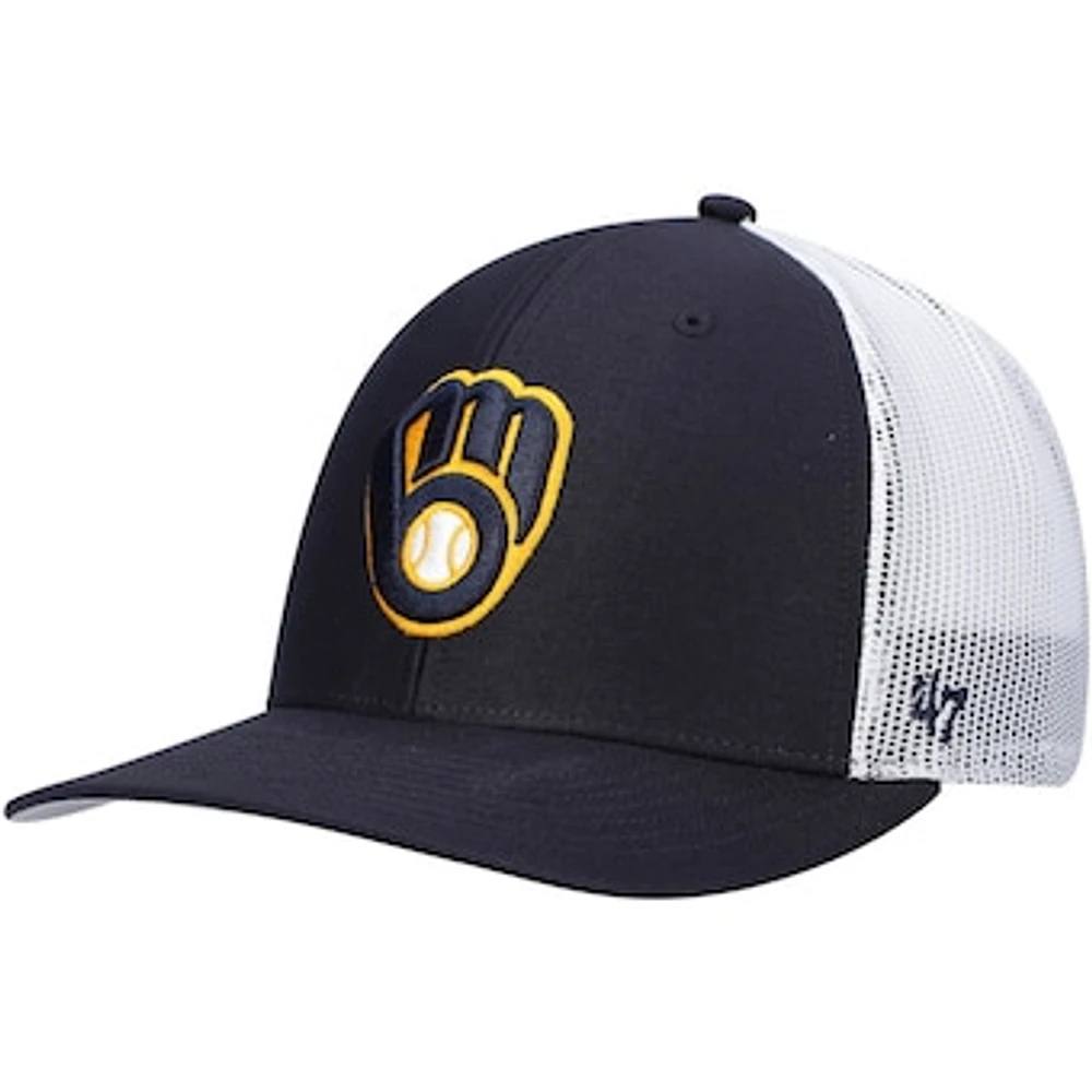 Men's '47 Navy/White Milwaukee Brewers Primary Logo Trucker Snapback Hat