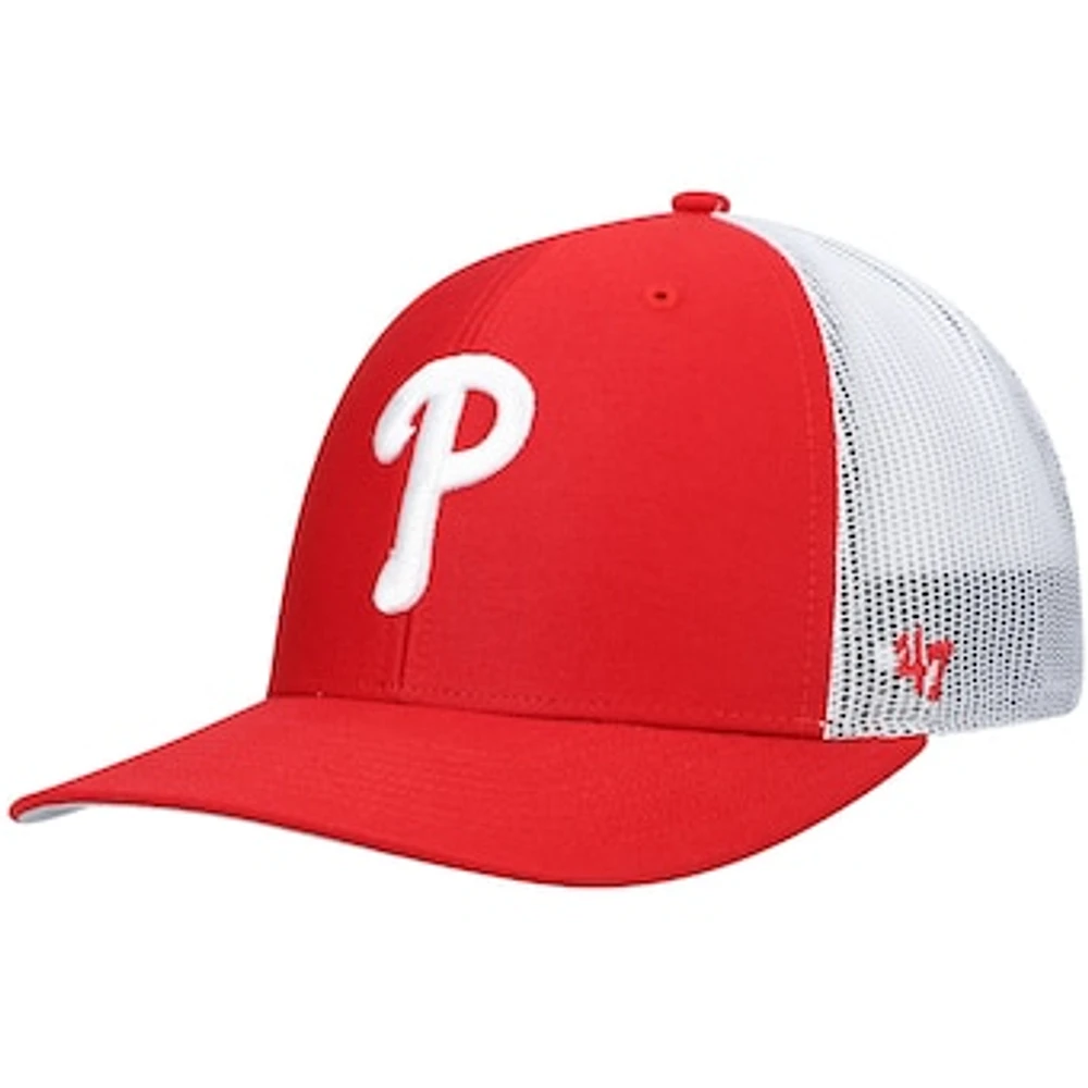 Men's '47 Red/White Philadelphia Phillies Primary Logo Trucker Snapback Hat