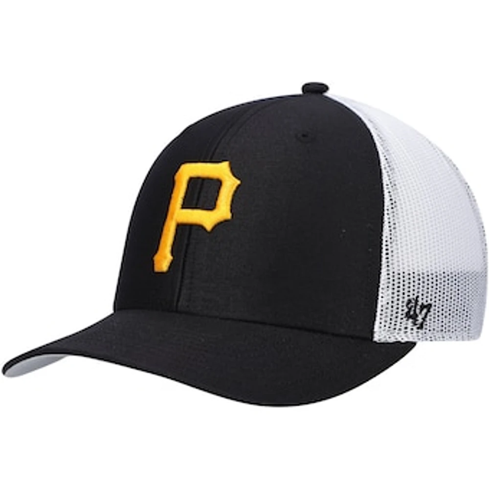 Men's '47 Black/White Pittsburgh Pirates Primary Logo Trucker Snapback Hat