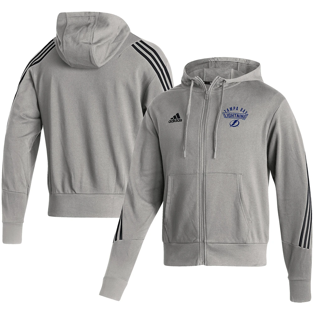 Men's adidas Heathered Gray Tampa Bay Lightning Fashion Full-Zip Hoodie