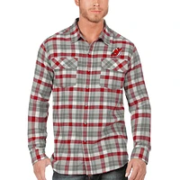 Men's Antigua Red/Gray New Jersey Devils Ease Plaid Button-Up Long Sleeve Shirt