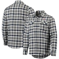 Men's Antigua Navy/Gray Washington Capitals Ease Plaid Button-Up Long Sleeve Shirt