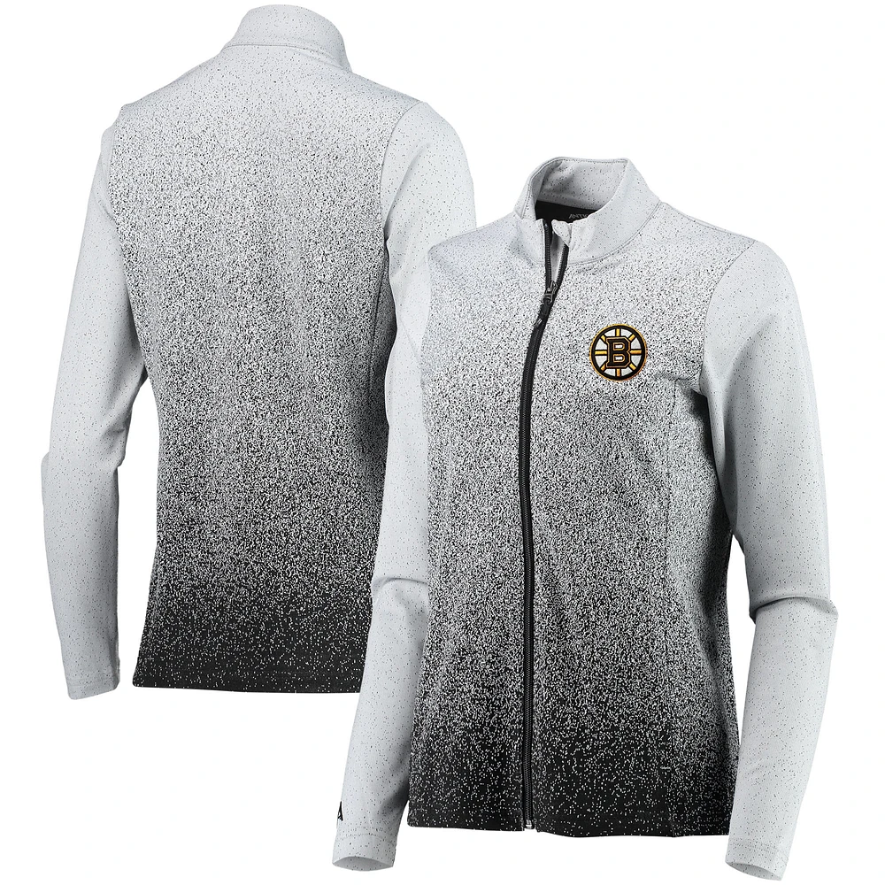 Women's Antigua White/Black Boston Bruins Guide Desert Dry Full-Zip Jacket