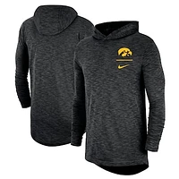 Men's Nike Black Iowa Hawkeyes Slub Performance Long Sleeve Hoodie T-Shirt