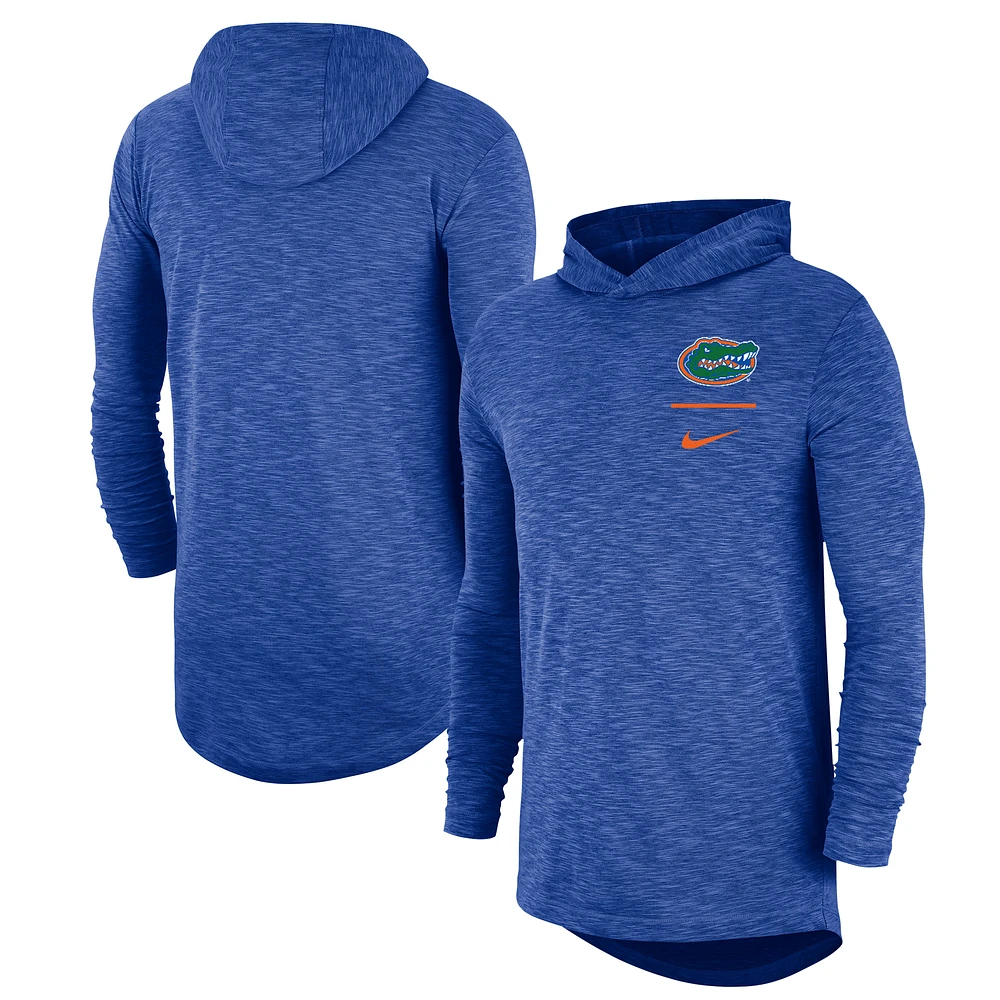 Men's Nike Royal Florida Gators Slub Performance Long Sleeve Hoodie T-Shirt