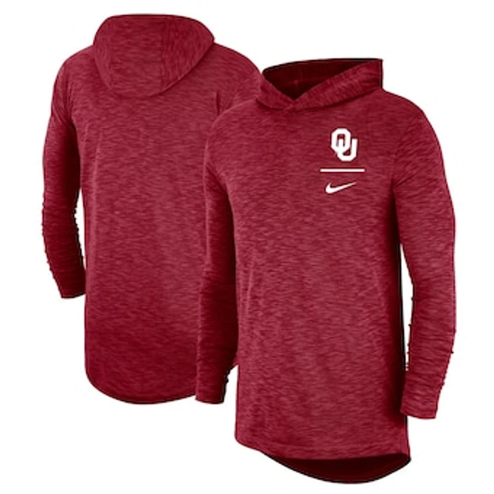 Men's Nike Crimson Oklahoma Sooners Slub Performance Long Sleeve Hoodie T-Shirt