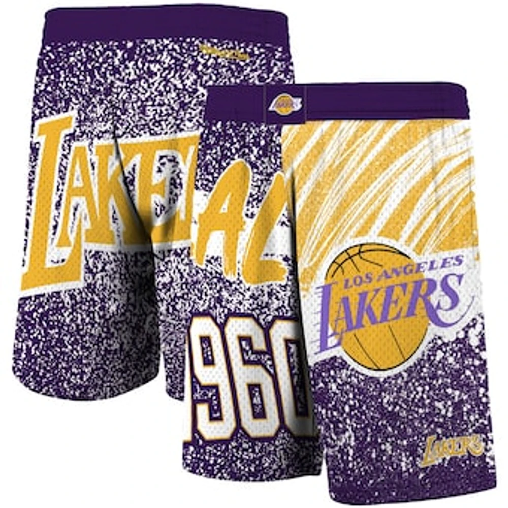 Men's Mitchell & Ness Purple Los Angeles Lakers Hardwood Classics Jumbotron Sublimated Shorts