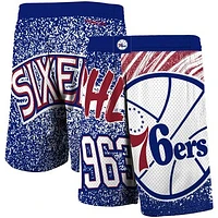 Men's Mitchell & Ness Royal Philadelphia 76ers Hardwood Classics Jumbotron Sublimated Shorts