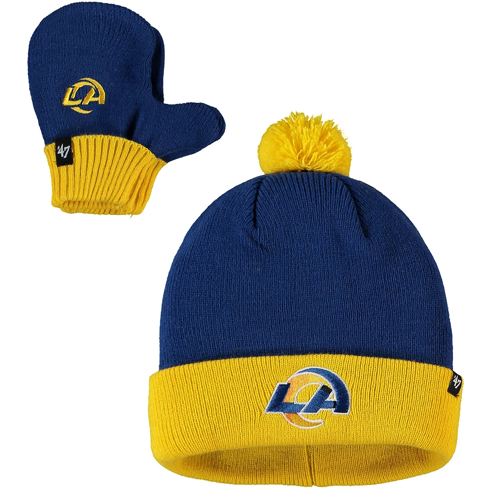 Toddler '47 Royal/Gold Los Angeles Rams Bam Bam Cuffed Knit Hat with Pom and Mittens Set