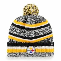 Youth '47 Black Pittsburgh Steelers Boondock Cuffed Knit Hat with Pom