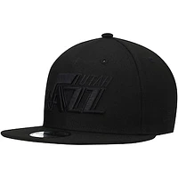 Men's New Era Utah Jazz Black On Black 9FIFTY Snapback Hat