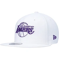 Men's New Era White Los Angeles Lakers Color Pop 9FIFTY Snapback Hat