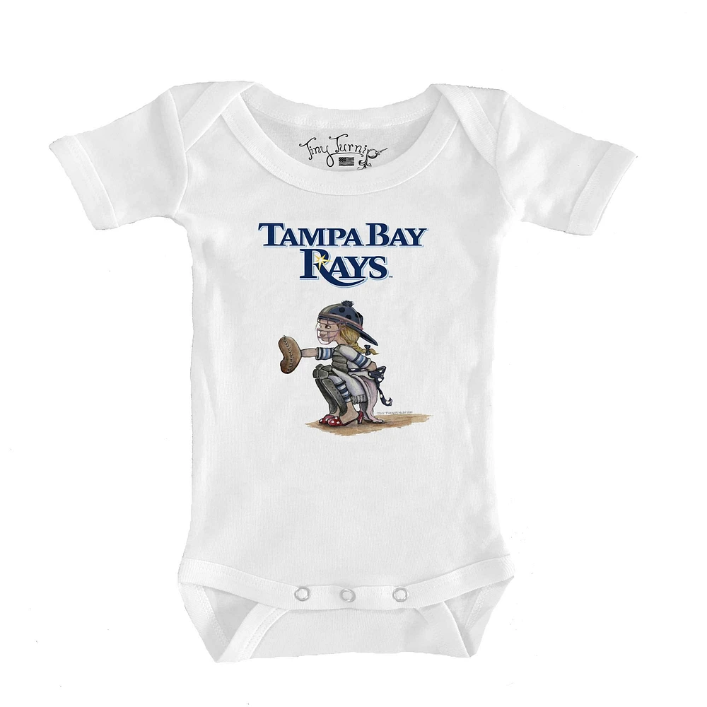 Infant Tiny Turnip White Tampa Bay Rays Kate the Catcher Bodysuit