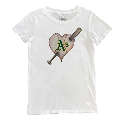 Women's Tiny Turnip White Athletics Heart Bat T-Shirt