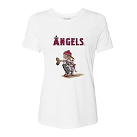Women's Tiny Turnip White Los Angeles Angels Kate the Catcher T-Shirt