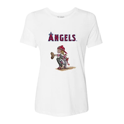 Women's Tiny Turnip White Los Angeles Angels Kate the Catcher T-Shirt