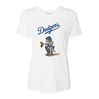 Women's Tiny Turnip White Los Angeles Dodgers Kate the Catcher T-Shirt